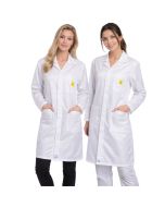 An ISO 7 Cleanroom class 10000 ESD Lab Coat in white fabric.