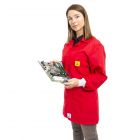 Red ESD Lab Jacket with elastic cuffs