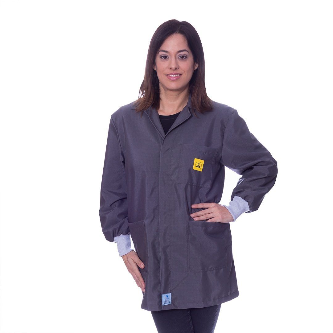 ESD Grey Lab Jacket Elastic Cuffs Somerset ESD
