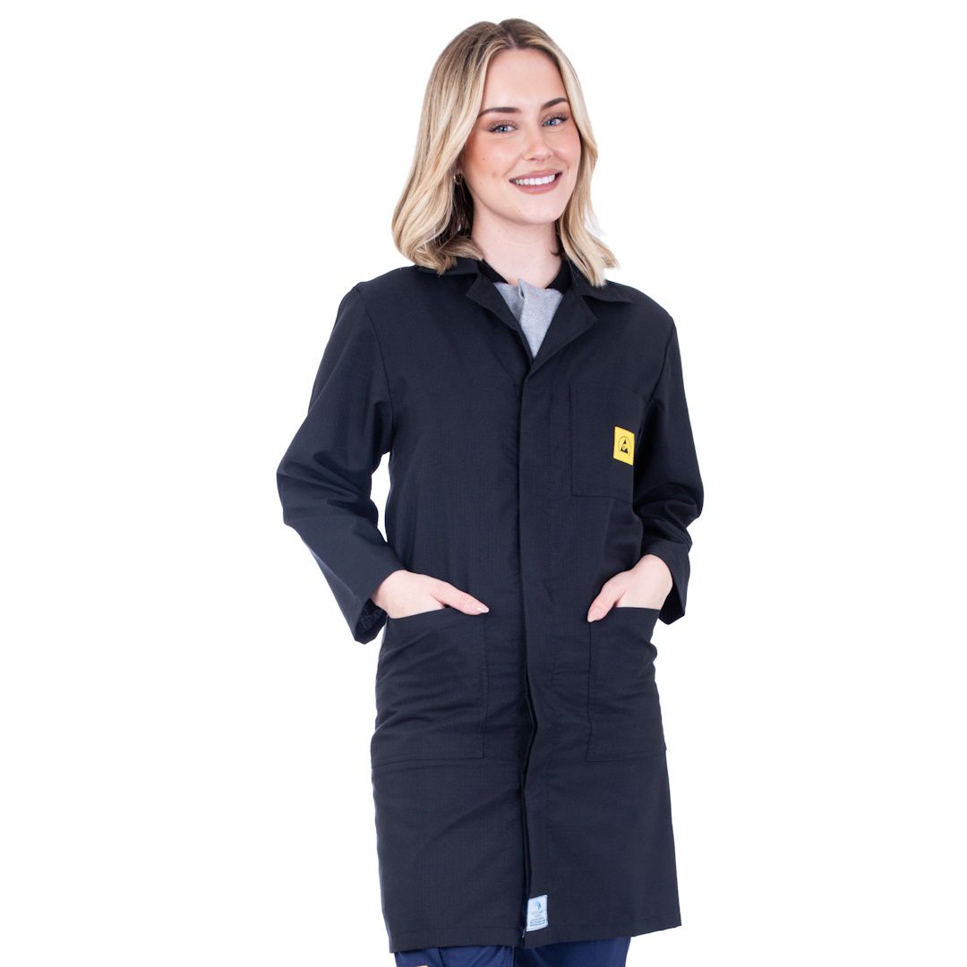 Long black shop lab coat