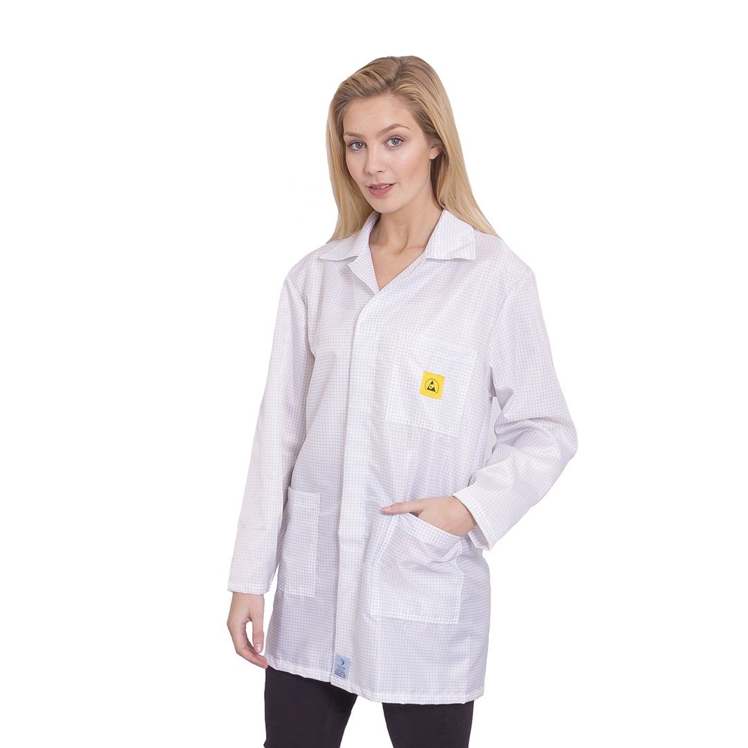 ESD White Cleanroom Lab Jacket