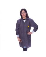 Grey ESD Lab Coat with elastic cuffs