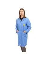 Our ESD Lab Coat in a hospital blue polyester cotton fabric