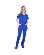Our WIO scrubs are in a royal blue material. Available to buy as a set or individually