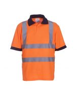 Orange hi vis polo shirt which conforms to EN ISO 20471:2013 Class 2 and RIS-3279-TOM