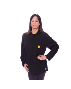 Long-sleeved black ESD polo shirts from Somerset Workwear
