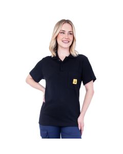 A very popular ESD polo shirt in a black pique polyester cotton fabric.