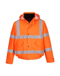 High-quality orange bomber jacket manufactured to standards EN ISO 20471 Class 3 and RIS 3279 TOM Issue 2   