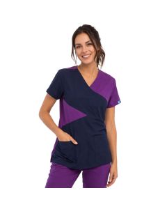 Female Navy and Purple Scrubs Top
