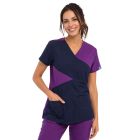 Female Navy and Purple Scrubs Top
