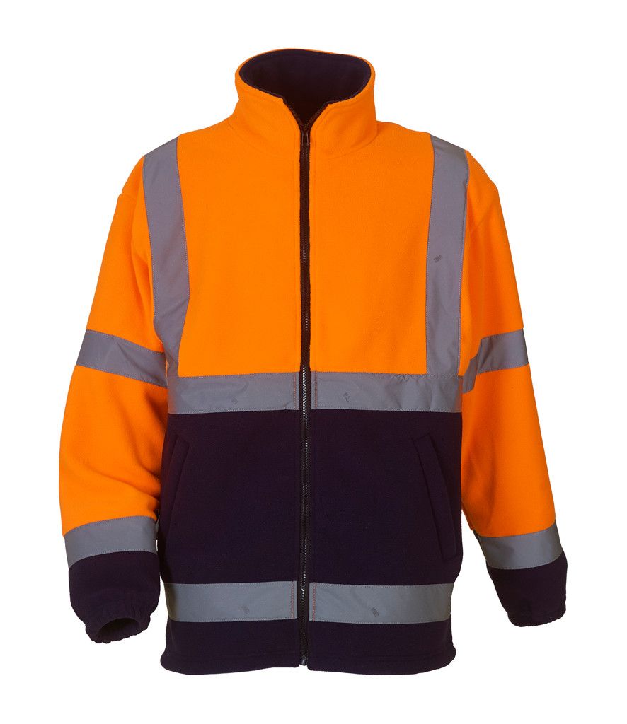 Yoko Hi Vis Orange Navy Blue Heavy Fleece Jacket