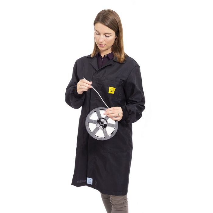 Black ESD Lab Coat Elastic Cuffs ESD Workwear