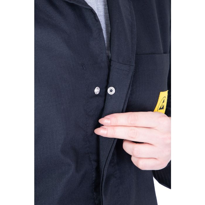 ESD Black Lab Coat with elastic cuffs
