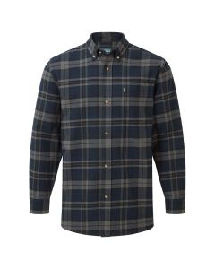 A smart looking navy blue cotton check shirt with brushed finish