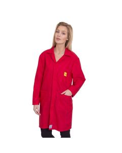 Vibrant red ESD lab coat offering great style and comfort