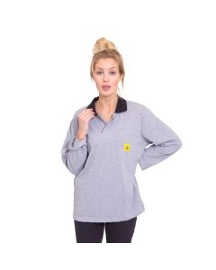 Long sleeved ESD Polo Shirts in Grey