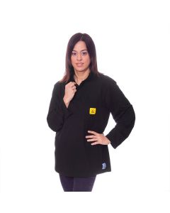 Long-sleeved black ESD polo shirts from Somerset Workwear