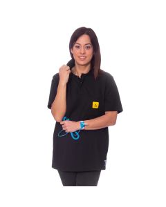 Looking good and feeling good ESD short-sleeved polo shirt in black fabric