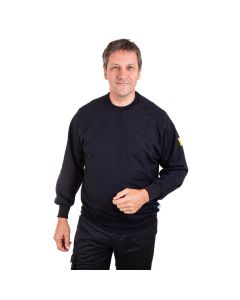 A quality black sweatshirt in polyester cotton and conductive carbon fibre material. Enhance with embroidery for company branding