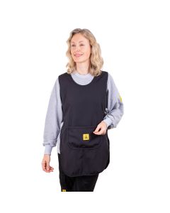 The ESD tabard in black material is ideal for wearing on top of other ESD garments such as this ESD grey sweatshirt