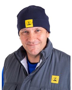 A one-size-fits-all unisex hat for use in ESD static control areas. In a navy blue fabric. 