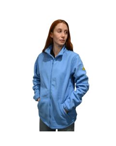 This stylish ESD fleece comes in this bold light blue fabric