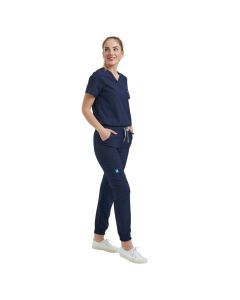 Our very popular WIO jogger scrubs in navy blue fabric
