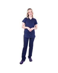 If you are looking for scrubs with straight-leg trousers and top in a navy blue, then this scrubs set is ideal. 