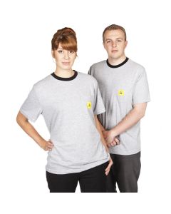 ESD T-shirts are available in 96% cotton and 4% conductive fibre fabric. 