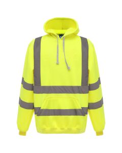 Anti-pill single jersey knitted soft feel fabric hi-vis hoodie