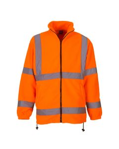 Hi-vis orange heavyweight fleece jacket which conforms to RIS-3279-TOM the UK rail industry standard