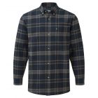 A smart looking navy blue cotton check shirt with brushed finish