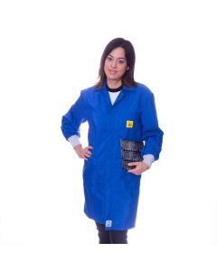 Royal Blue ESD Lab Coat with elastic cuffs