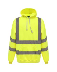Anti-pill single jersey knitted soft feel fabric hi-vis hoodie